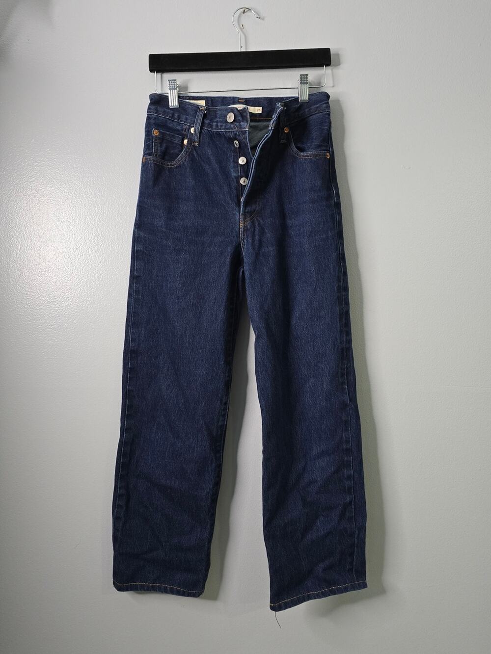 Levi's Salvage Dark Blue Ribcage Straight-Leg  Jeans